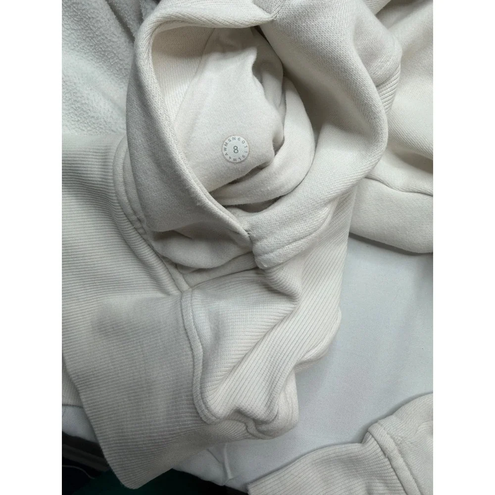 Lululemon Scuba Full Zip Hoodie Bone Size 8 Thumbholes Cotton Terry